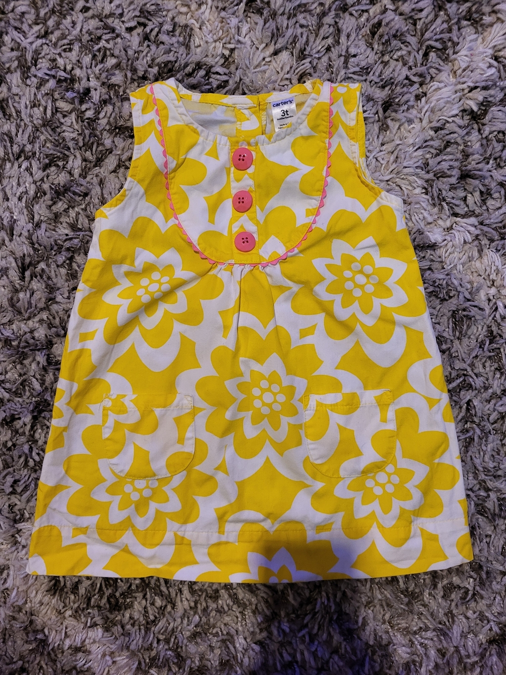 Carter's Yellow Floral Sleeveless Dress Top for Kids